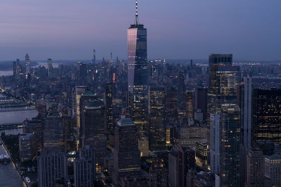 From New Jersey: New York City Skyline Tour - Sunset and Night Flights: Statue of Liberty and Midtown as a Light Show
