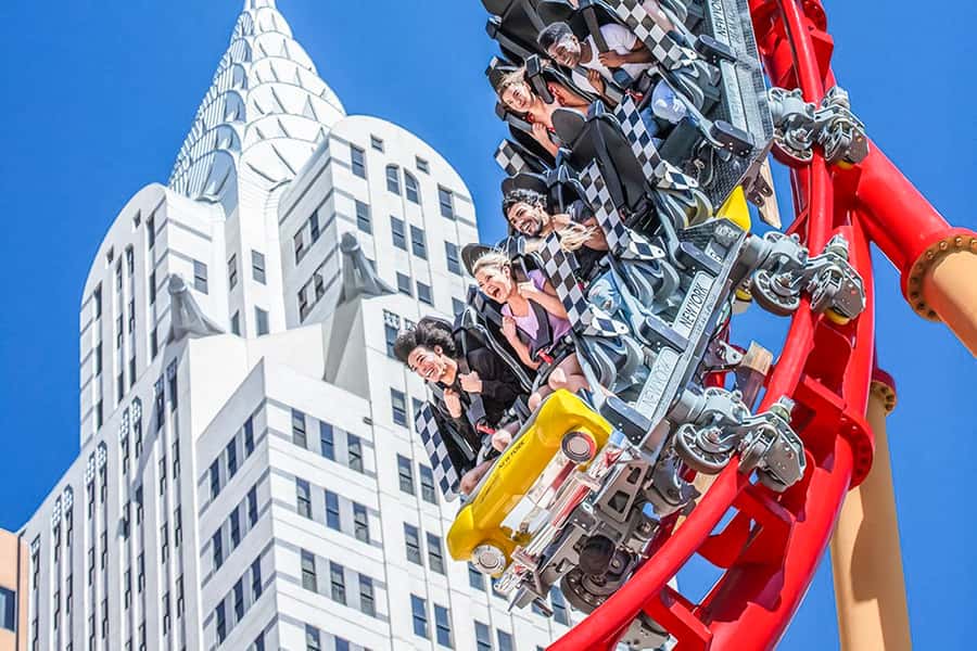 Las Vegas: New York-New York Hotel Big Apple Coaster Ride - Speed, drops, loops, and upside-down moments near 70 mph