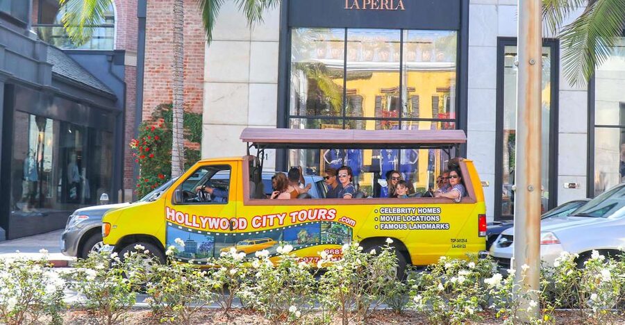 Los Angeles: Hollywood & Celebrity Homes Open-Air Bus Tour - Beverly Hills sign time, Rodeo Drive area, and the look of wealth from the road