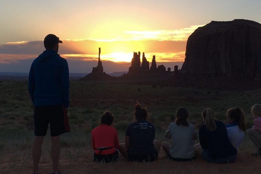 Monument Valley: Sunset Tour with Navajo Guide - West and East Mitten Buttes at golden hour