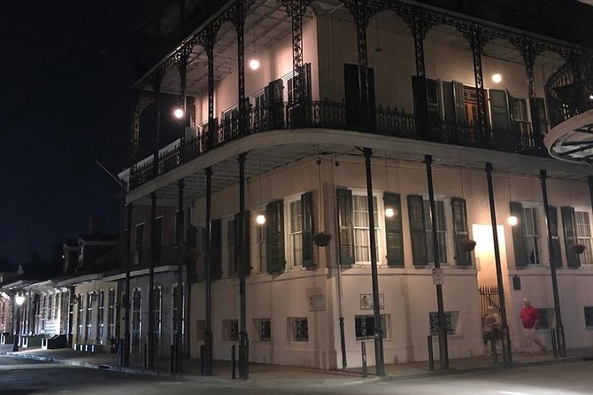 New Orleans Ghost, Vampire, Witch, Voodoo, and Mystery Tour - Jackson Square at night: the landmark gets a second personality