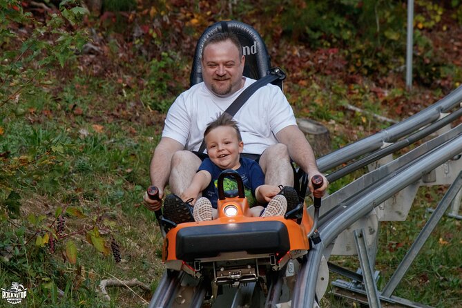 Rocky Top Mountain Coaster Admission Ticket in Pigeon Forge - The Coaster in Motion: Four Uplifts, Four Drops, and Hairpin Turns