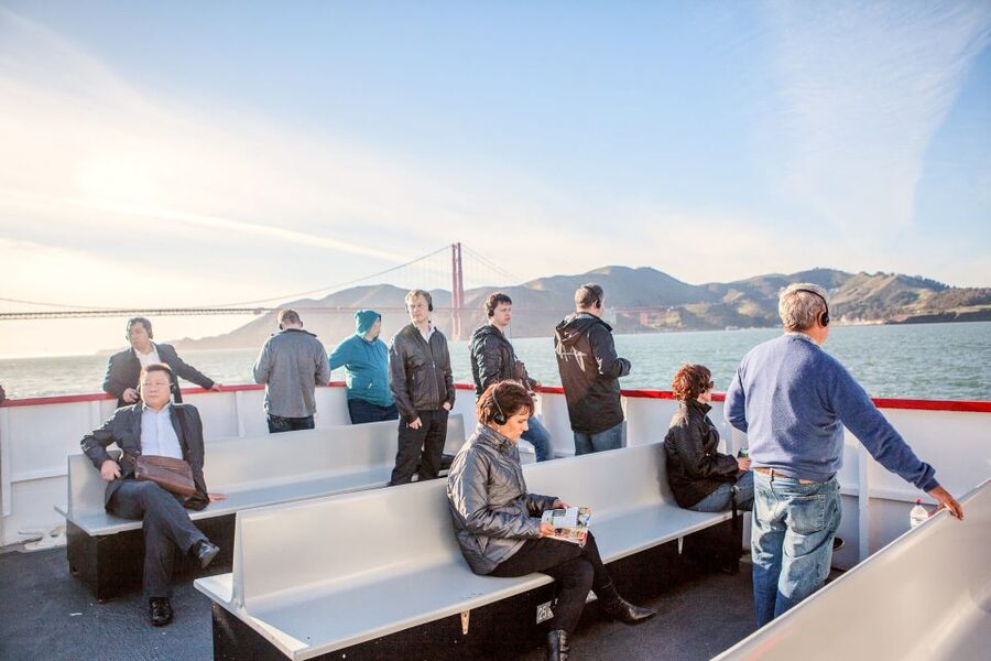 San Francisco: Golden Gate Bay Cruise - Crissy Field and the Presidio Hills, then the moment the bridge comes into view